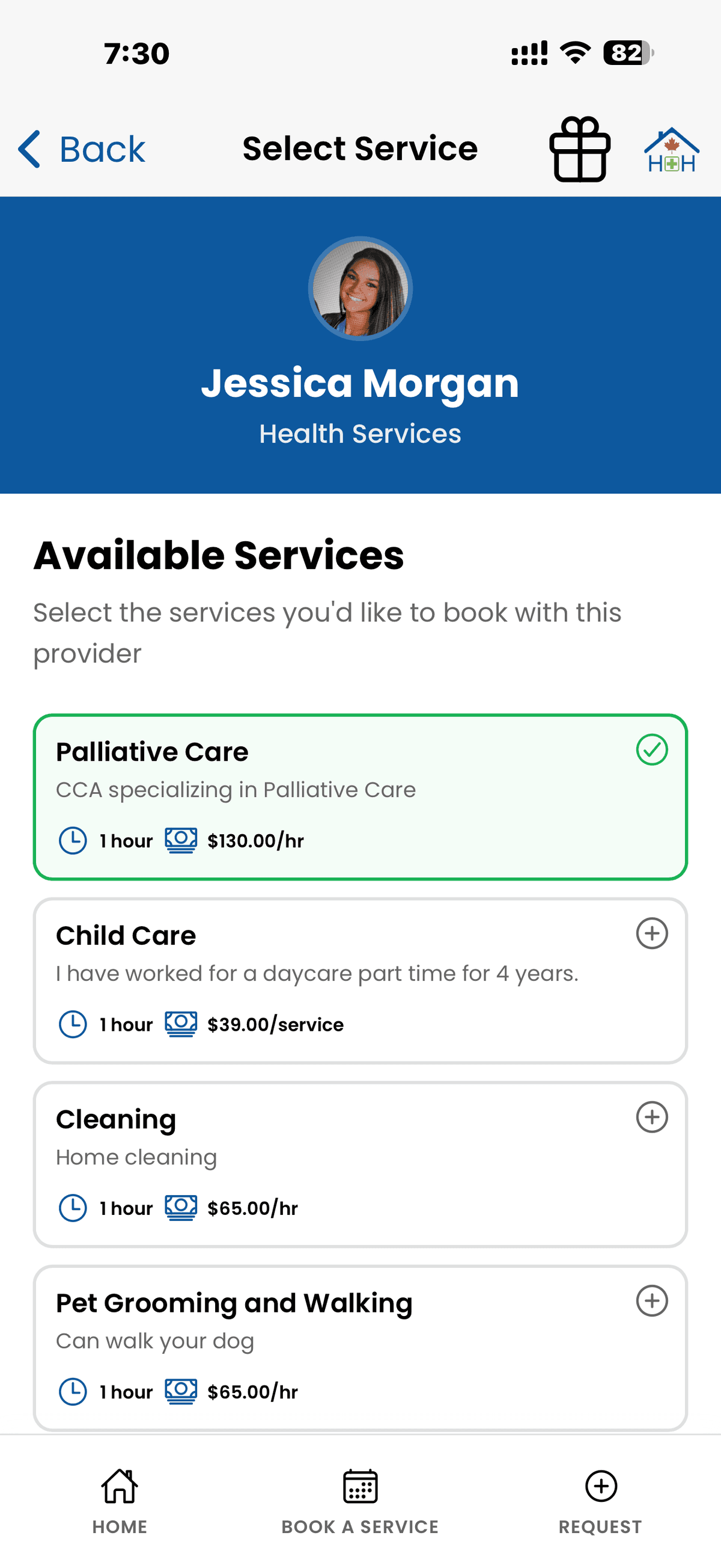 Select providers screen