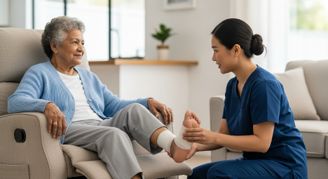 Senior woman receiving quality home healthcare services in Nova Scotia